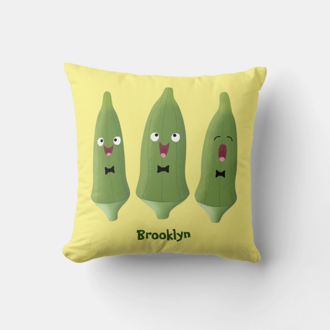 Niedlicher Cartoon mit Okra Kissen (Vorderseite)
