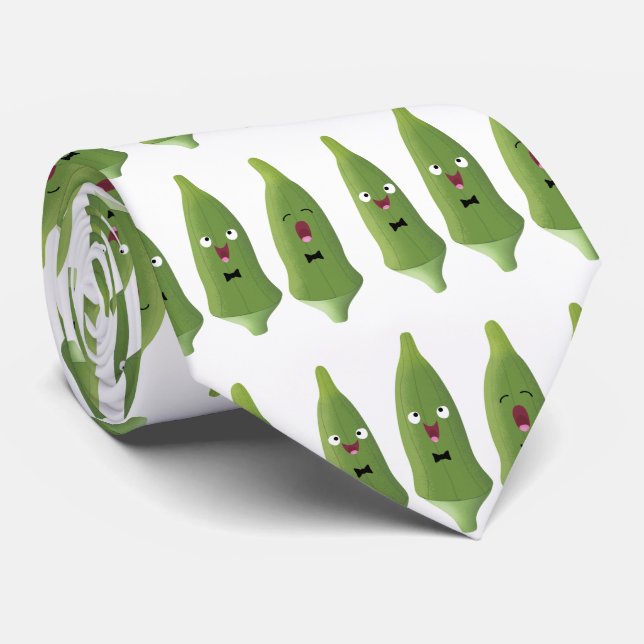 Niedlicher Cartoon mit Okra Krawatte (Gerollt)
