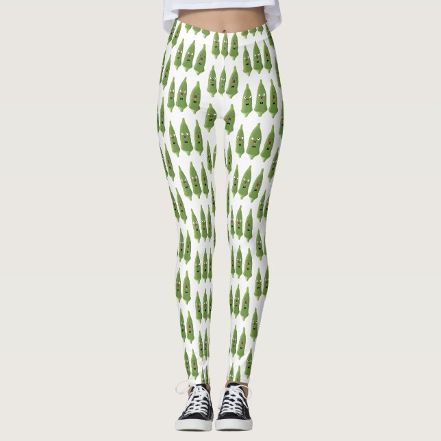 Niedlicher Cartoon mit Okra Leggings (Vorderseite)