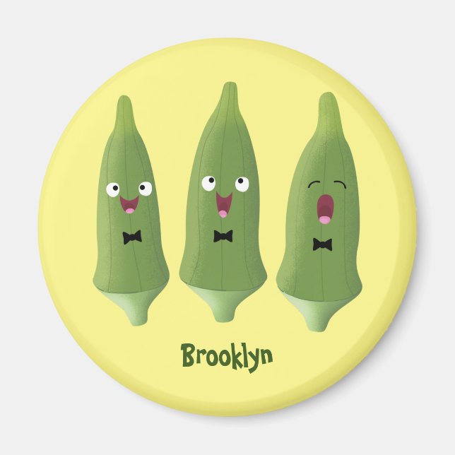 Niedlicher Cartoon mit Okra Magnet (Vorne)