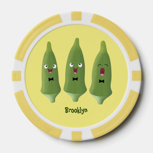 Niedlicher Cartoon mit Okra Pokerchips (Vorderseite)