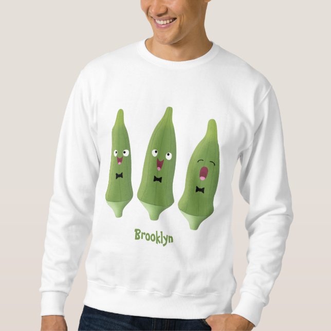 Niedlicher Cartoon mit Okra Sweatshirt (Vorderseite)