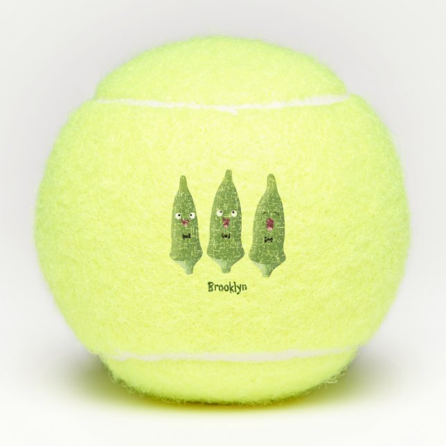 Niedlicher Cartoon mit Okra Tennisbälle (Vorderseite)