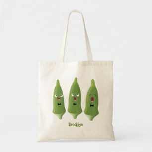 Niedlicher Cartoon mit Okra Tragetasche