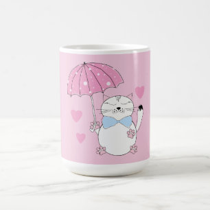 Niedlicher Cartoon mit Schirm Kaffeetasse