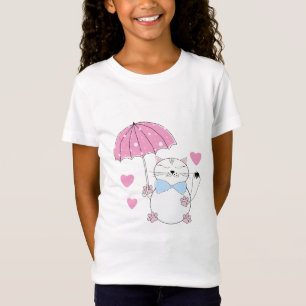 Niedlicher Cartoon mit Schirm T-Shirt