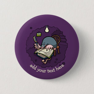 Niedlicher Cartoon, Mitschreiber oder Schüler mit Button