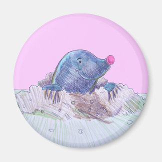 Niedlicher Cartoon Mole und Molehill Magnet