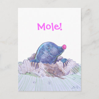 Niedlicher Cartoon Mole und Molehill Postkarte