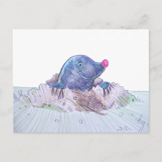 Niedlicher Cartoon Mole und Molehill Postkarte