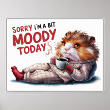 Niedlicher Cartoon Moody Hamster in PJs Poster