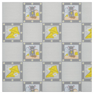 Niedlicher Cartoon Mouse und Muster aus Schweizer  Stoff