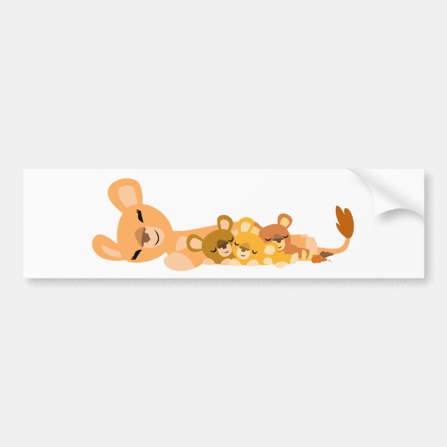 Niedlicher Cartoon Mum Lion und Cubs Autoaufkleber (Vorne)