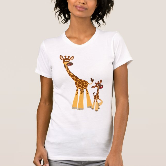 Niedlicher Cartoon Mutter Giraffe und T - Shirt Ca (Vorderseite)