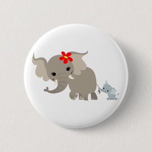 Niedlicher Cartoon Mutterelefone und Baby Button A
