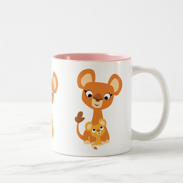 Niedlicher Cartoon Muttermilch mit Küken Zweifarbige Tasse (Rechts)
