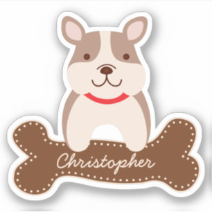 Niedlicher Cartoon Name des "Bulldog"-Welpenknoche Aufkleber