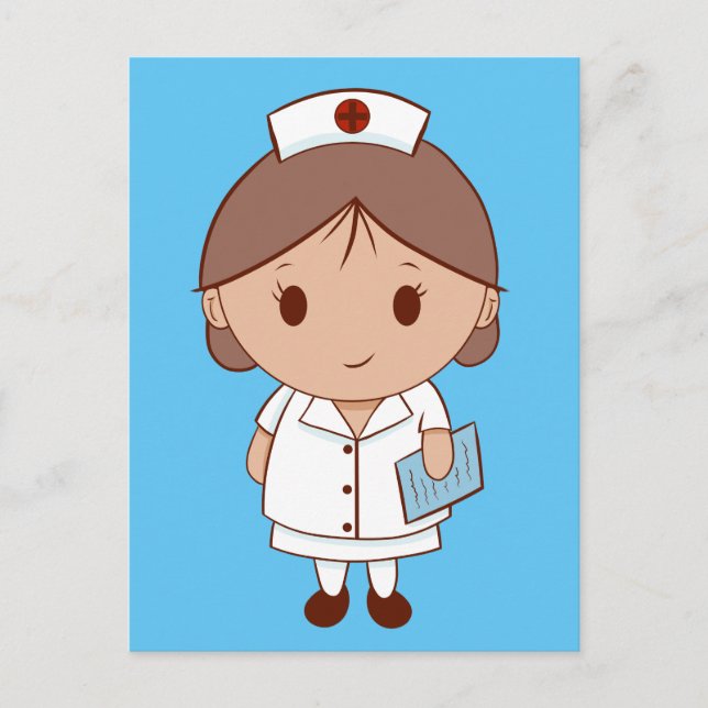 Niedlicher Cartoon Nurse Postkarte (Vorderseite)