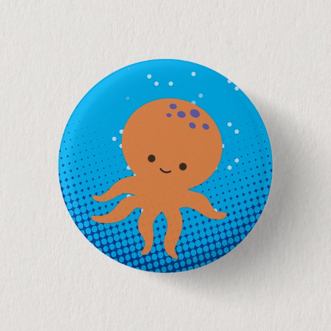 Niedlicher Cartoon Octopus Button (Vorderseite)