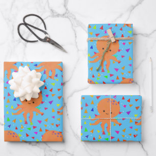 Niedlicher Cartoon Octopus Confetti Muster Geschenkpapier Set