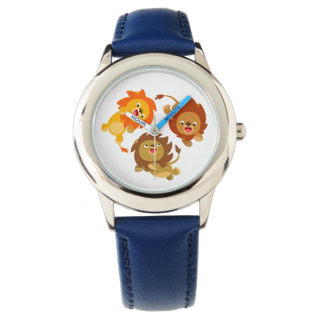Niedlicher Cartoon ohne Gewicht Lions beobachten Armbanduhr (Vorderseite)