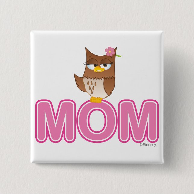 Niedlicher Cartoon Olivia VonHoot für Mama Button (Vorderseite)
