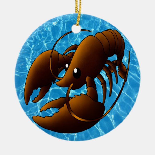 Niedlicher Cartoon Orange Hummer Keramik Ornament (Vorne)