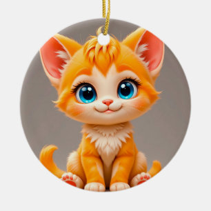 Niedlicher Cartoon Orange Kitten Keramik Ornament