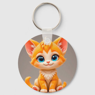 Niedlicher Cartoon Orange Kitten Schlüsselanhänger
