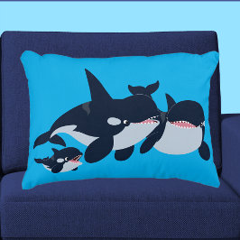 Niedlicher Cartoon Orca Familienwirbel Kissen