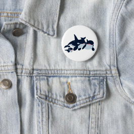 Niedlicher Cartoon Orca Family Button Abzeichen