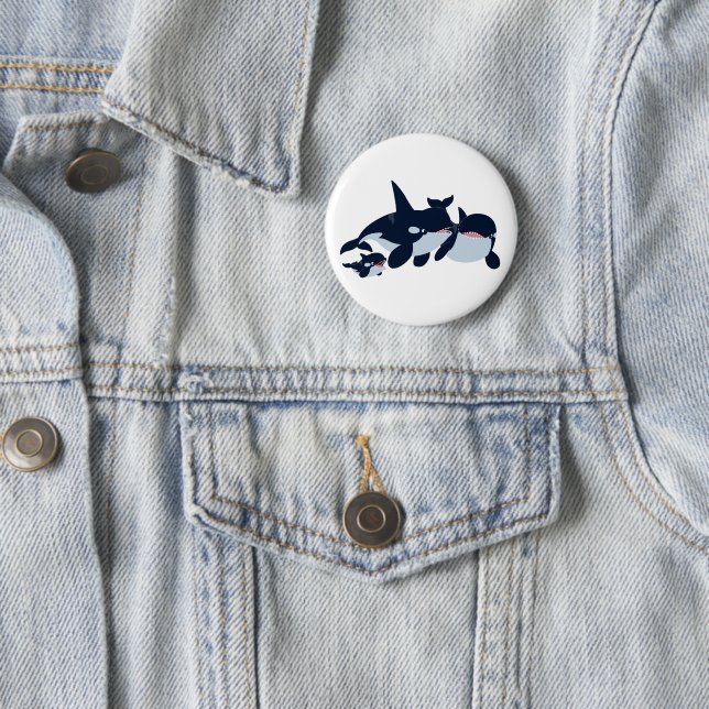 Niedlicher Cartoon Orca Family Button Abzeichen (Beispiel)