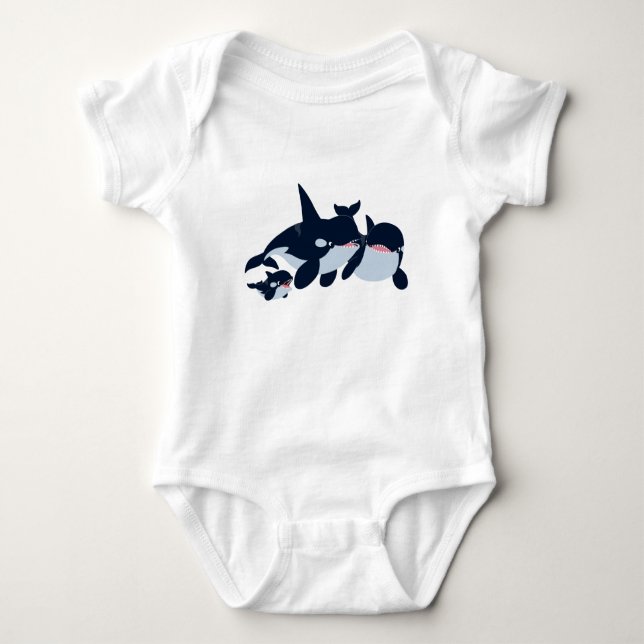 Niedlicher Cartoon Orca Kinderkinderanzug Baby Strampler (Vorderseite)