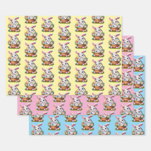 Niedlicher Cartoon Osterhase im wahrsten Sinne des Geschenkpapier Set