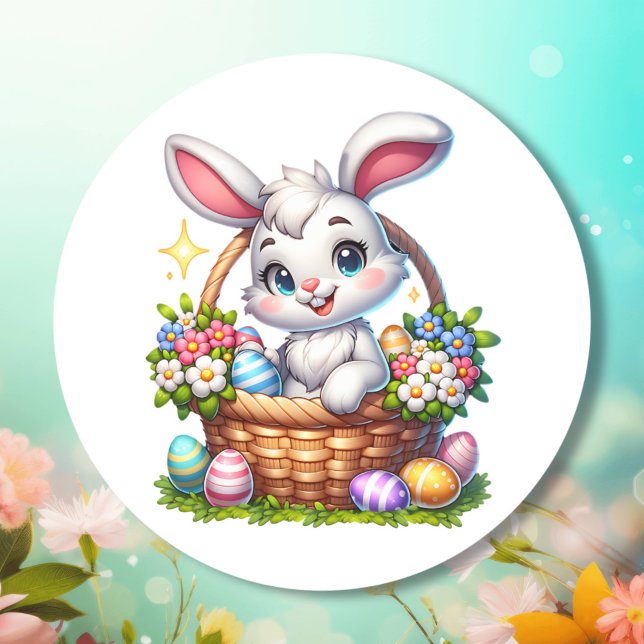 Niedlicher Cartoon Osterhase im wahrsten Sinne des Runder Aufkleber (Von Creator hochgeladen)