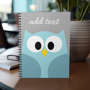 Niedlicher Cartoon Owl - Blauer und Grauer Individ Notizblock