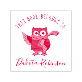 Niedlicher Cartoon Owl Individuelle Name Dieses Bu Permastempel