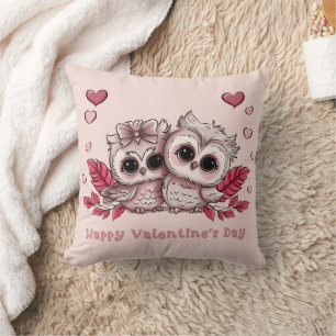 Niedlicher Cartoon Owl Liebhaber Herzenslust Valen Kissen
