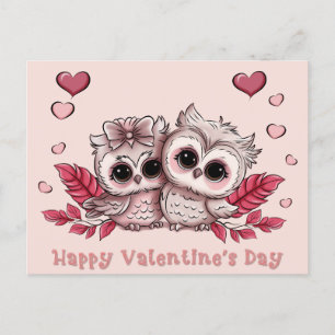 Niedlicher Cartoon Owl Liebhaber Herzenslust Valen Postkarte