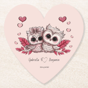 Niedlicher Cartoon Owl Liebhaber Herzenslust Valen Untersetzer