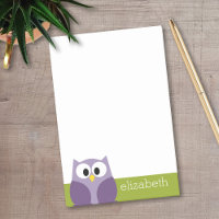 Niedlicher Cartoon Owl Lila und Pistachio Individu