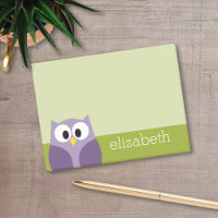 Niedlicher Cartoon Owl Lila und Pistachio Individu