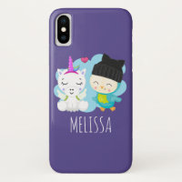 Niedlicher Cartoon Pals - Happy Unicorn & Bird