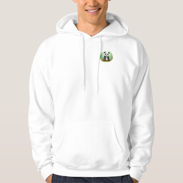 Niedlicher Cartoon-Panda auf Bambusfleck Hoodie (Vorderseite)