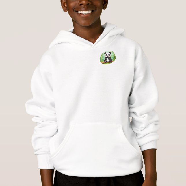 Niedlicher Cartoon-Panda auf Bambusfleck Hoodie (Vorderseite)