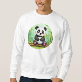 Niedlicher Cartoon-Panda auf Bambusfleck Sweatshirt