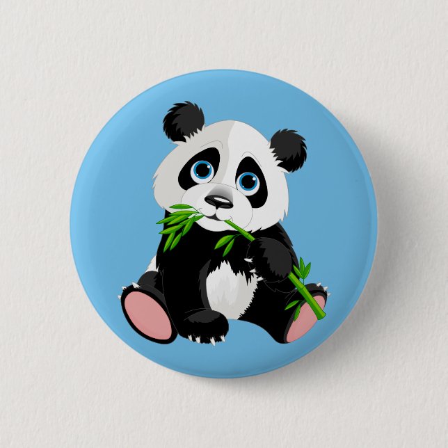 Niedlicher Cartoon Panda Bear Button (Vorderseite)