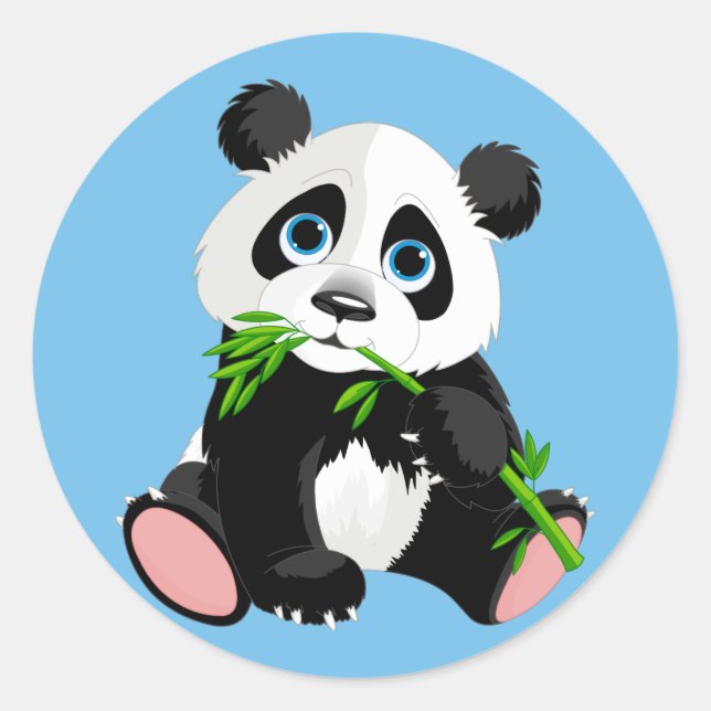 Niedlicher Cartoon Panda Bear Runder Aufkleber (Vorderseite)
