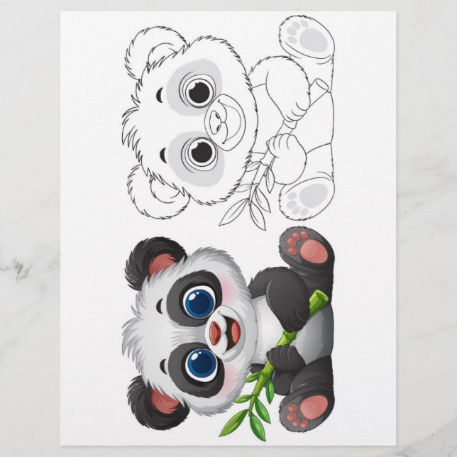 Niedlicher Cartoon Panda Farbseite Flyer (Vorne)