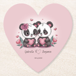 Niedlicher Cartoon Panda Liebhaber Herzens Valenti Untersetzer